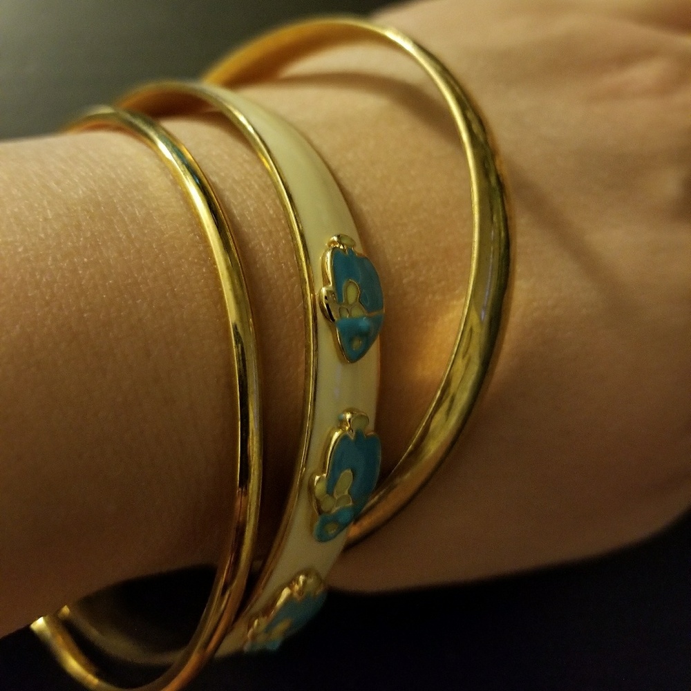 J.Crew Gold Bangle Enamel Bracelet (set of 3 pcs) - Picture 7 of 8